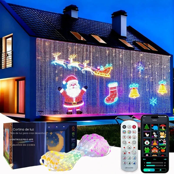 Cortina de LED Inteligente 1,6 m com App e Música