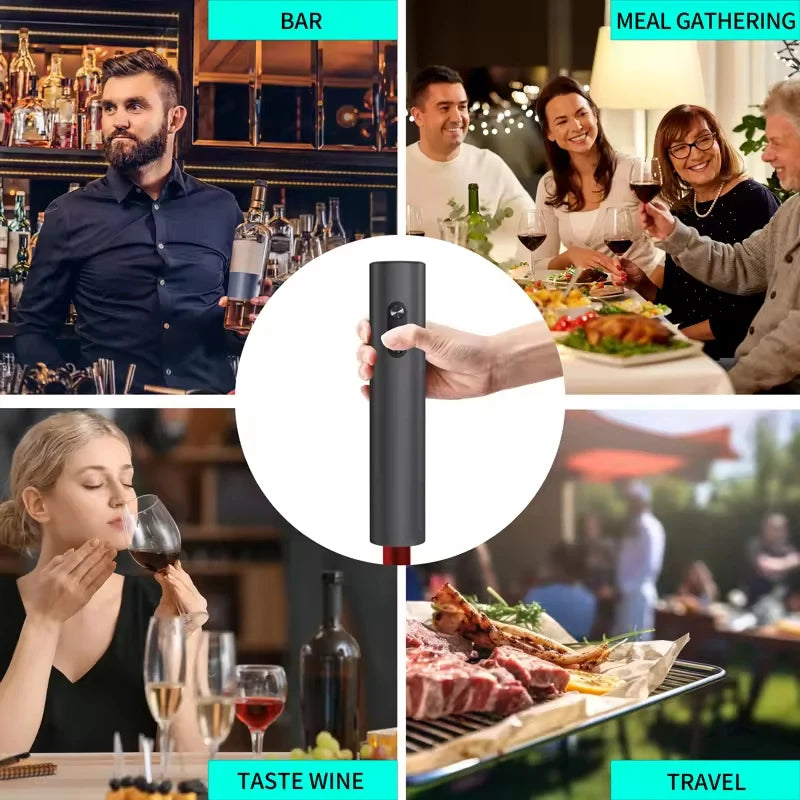 Conjunto de Abridor de Vinho Elétrico Automático Multifuncional com Dosador e Rolha para Vinho Tinto, Abridor de Garrafas Estilo Ins, Conjunto de Presente para Casa e Cozinha