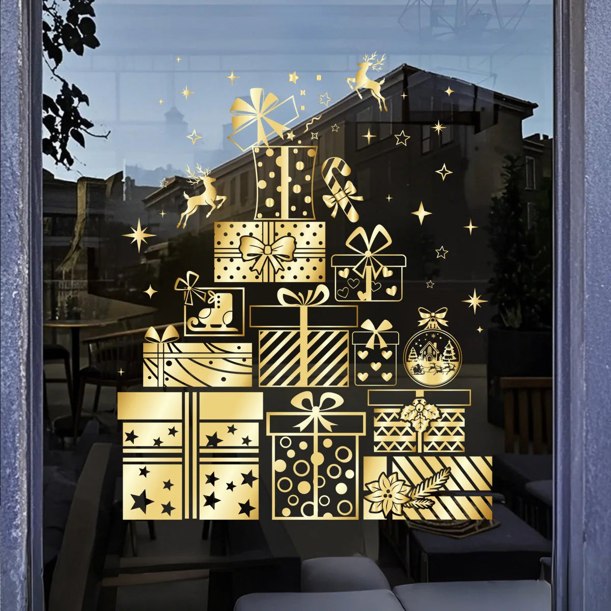 Adesivo Dourado de Natal para Vidro