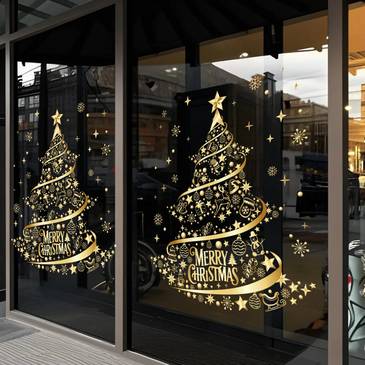 Adesivo Dourado de Natal para Vidro