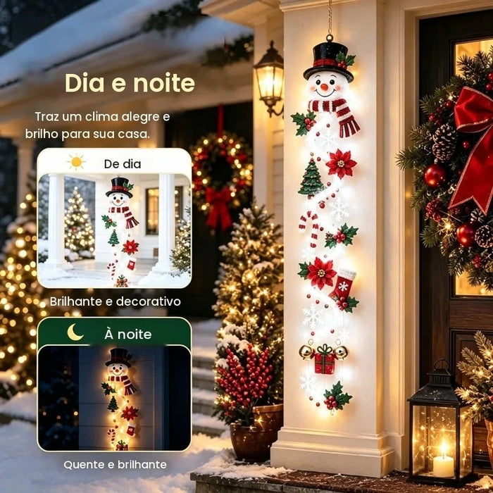 Enfeite de Porta Iluminado Anjo e Árvore
