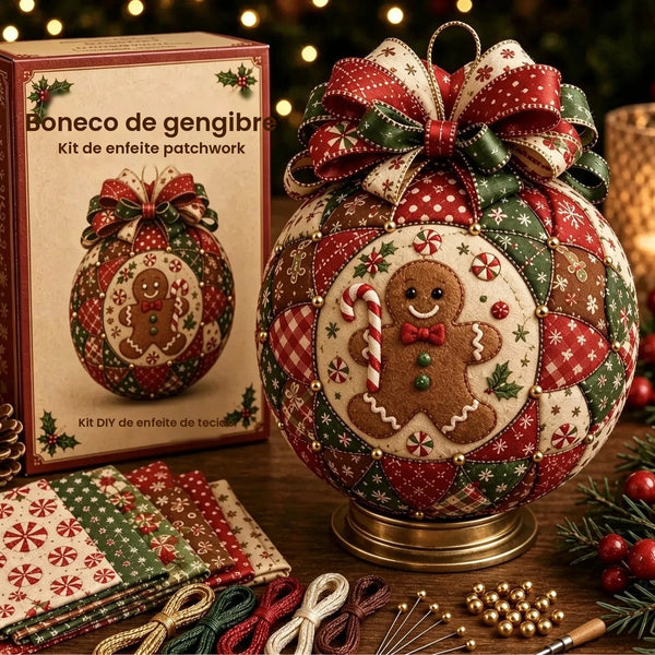 Kit Bolas de Natal em Patchwork Vintage para Montar