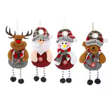 Tecido elk urso papai noel boneco de neve bonecas pingentes de natal pendurado decoração enfeites de árvore de natal decoração de festa de natal
