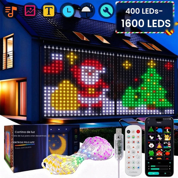 Cortina de Luz de Fadas Inteligente 1 x 1 m com Controle