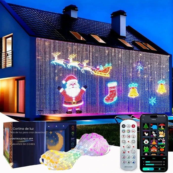Cortina de LED Inteligente 1,6 m com App e Música