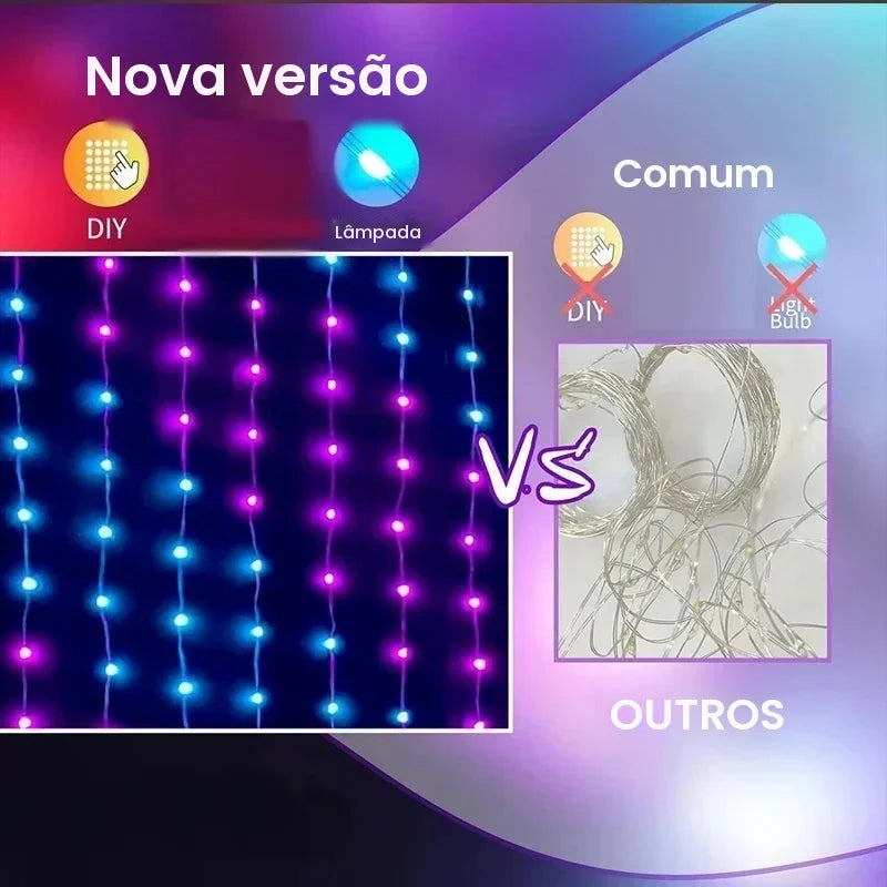 1/2PCS Luzes de Cortina LED Inteligentes, Luzes de Fada LED com Controle por Aplicativo, Sincronização Musical, Padrões DIY, Impermeáveis para Decoração de Festas Internas e Externas