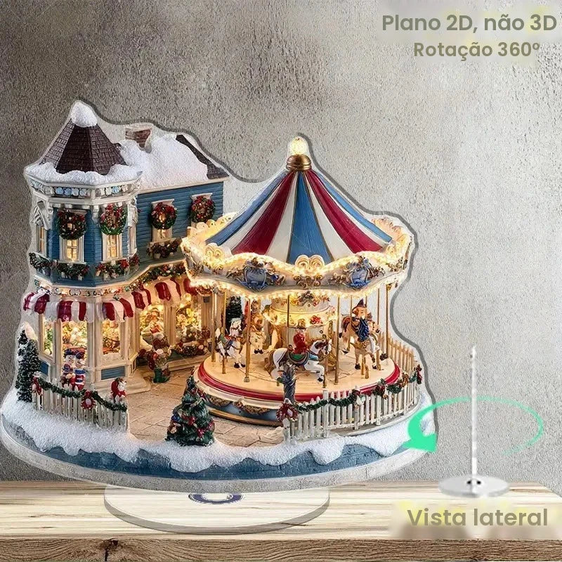 1 pçs natal feliz transporte rotativo 2d cena de natal festival decoração quarto escritório desktop ornamentos decoração para casa presentes de natal