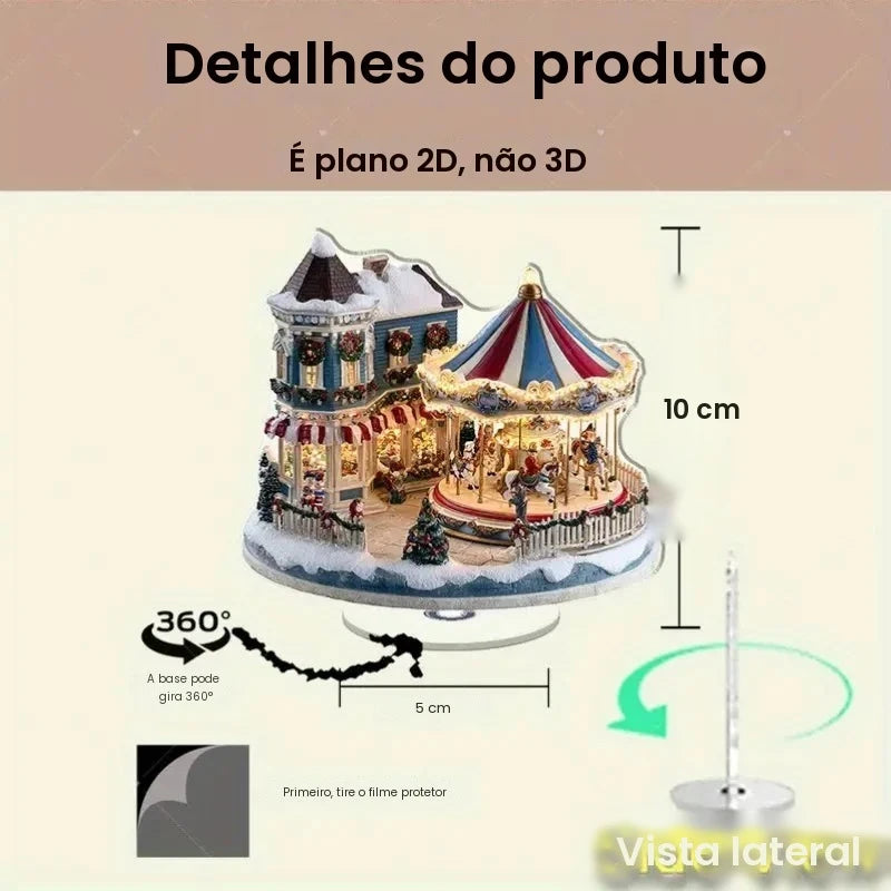 1 pçs natal feliz transporte rotativo 2d cena de natal festival decoração quarto escritório desktop ornamentos decoração para casa presentes de natal