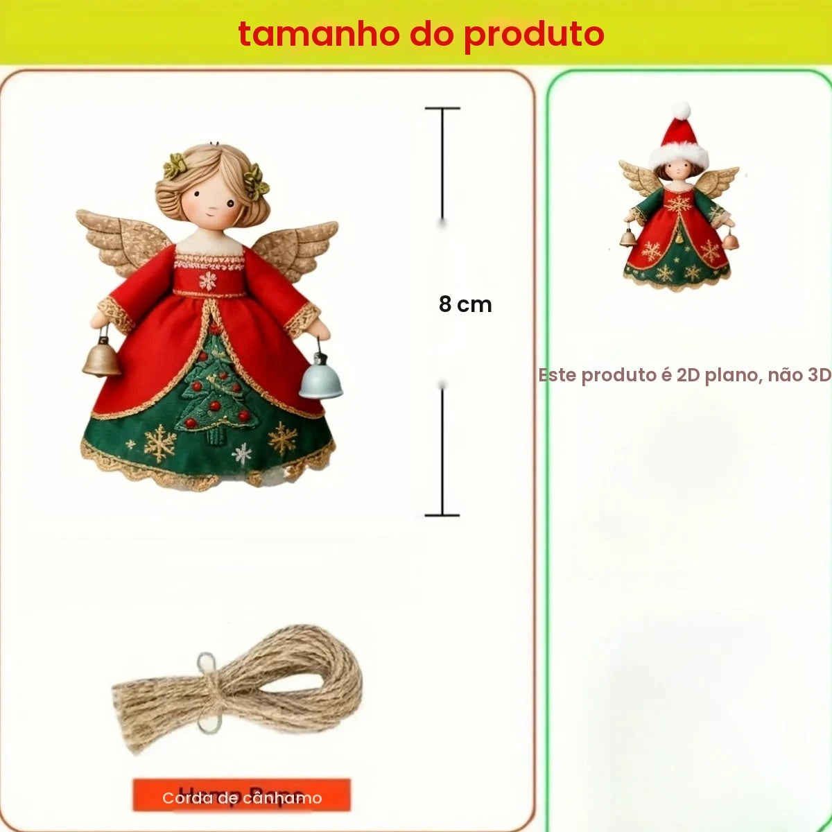 12 Peças de Enfeites de Anjo de Natal 2D Planos para Decoração de Árvore de Natal, Decorações de Parede para Feriados, Pingente de Madeira de Natal