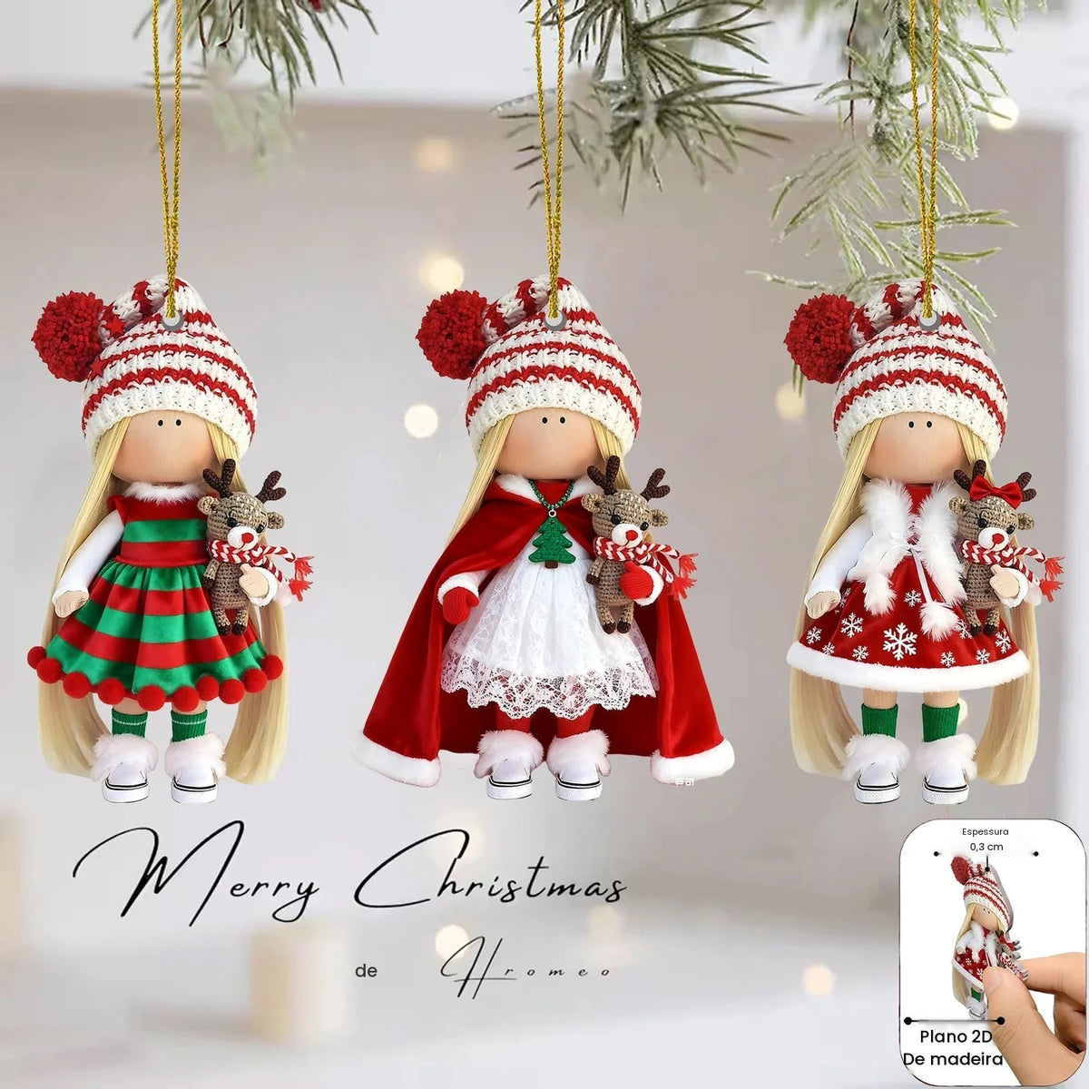 18 Peças de Bonecos de Natal de Madeira, Pingentes 2D Planos e Fofos para Árvore de Natal, Decoração para Casa e Festas, Suprimentos para Festivais