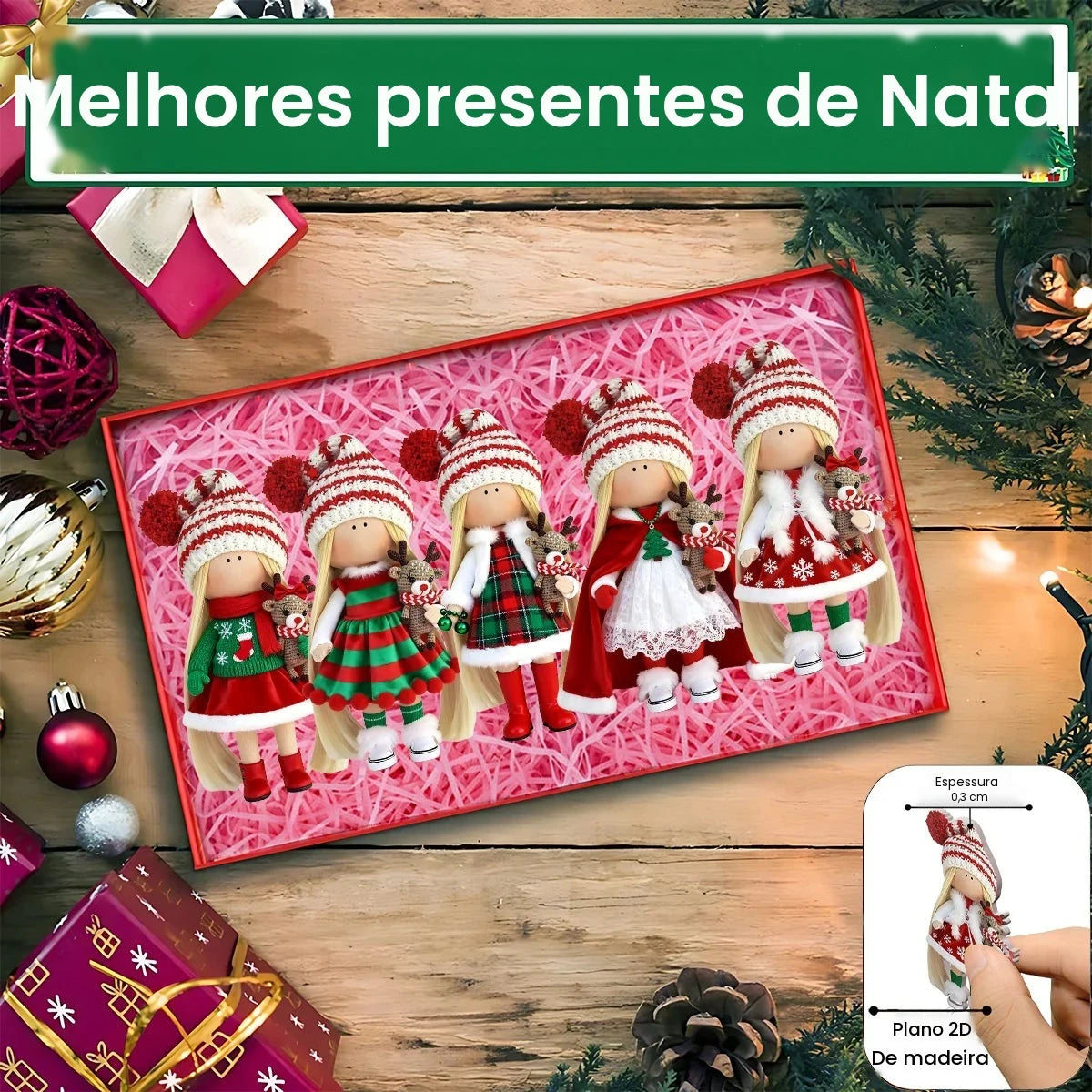 18 Peças de Bonecos de Natal de Madeira, Pingentes 2D Planos e Fofos para Árvore de Natal, Decoração para Casa e Festas, Suprimentos para Festivais