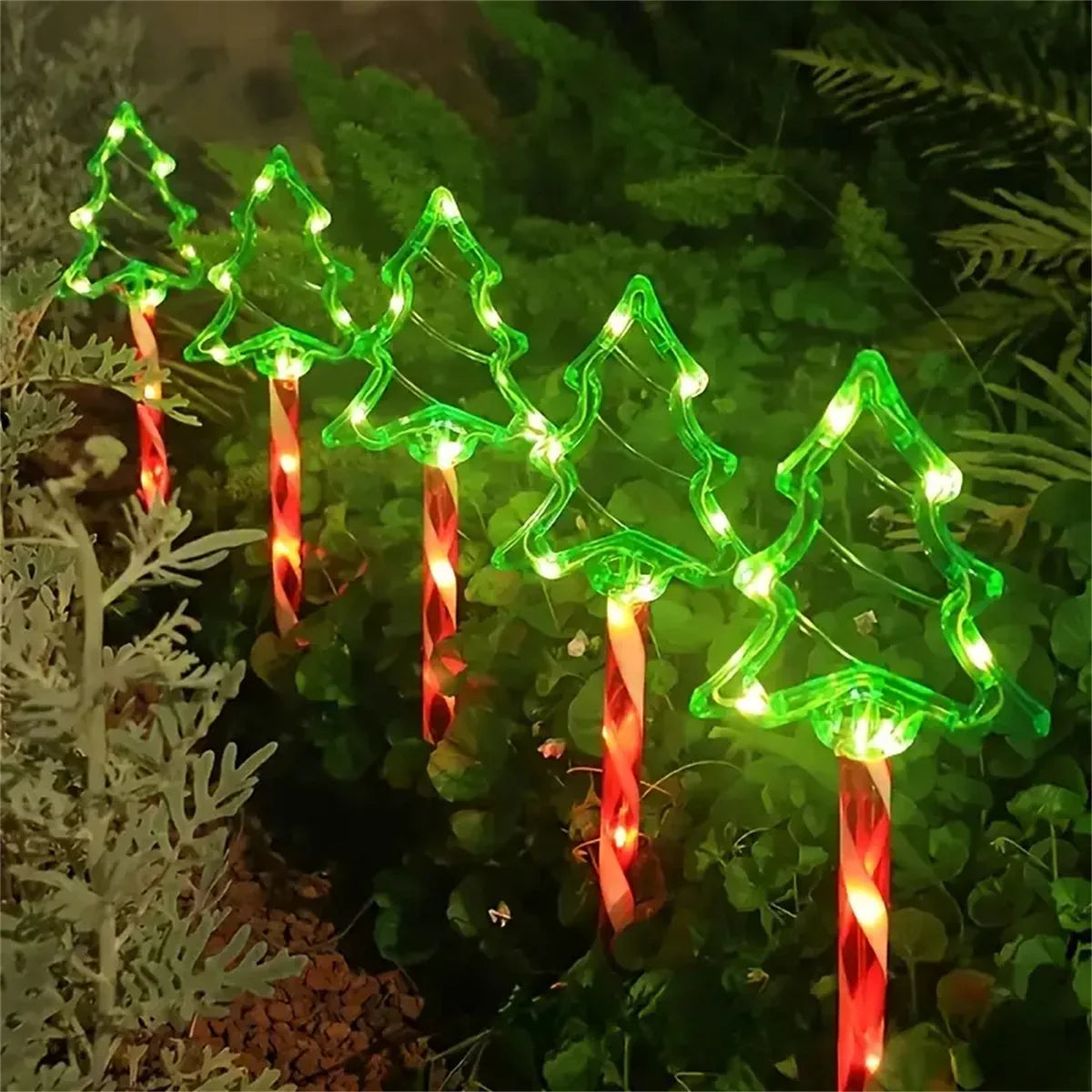 5 pc/set solar doce cana luz ao ar livre à prova dwaterproof água 8 modos montado no chão luz corda jardim pátio decoração