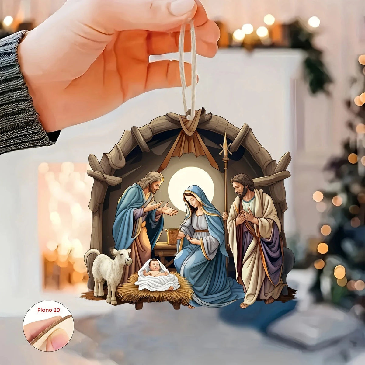 9 pçs de madeira jesus pingente pendurado decoração 2d plana interior ao ar livre religioso festa de férias decoração ornamento da árvore de natal