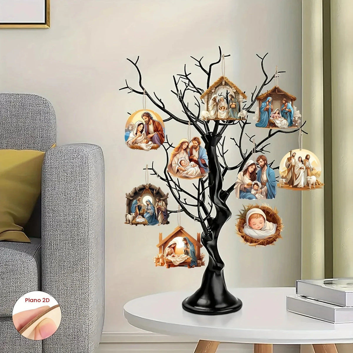 9 pçs de madeira jesus pingente pendurado decoração 2d plana interior ao ar livre religioso festa de férias decoração ornamento da árvore de natal