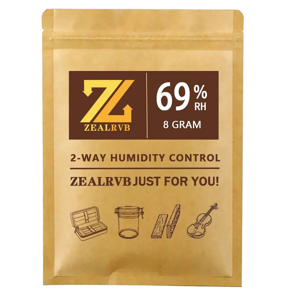 Pacotes de umidade Humidor com 10 unidades, 8g |   Controle de 2 vias 62% 69% RH para baterias de umidade relativa do Humidor ZEAL do charuto