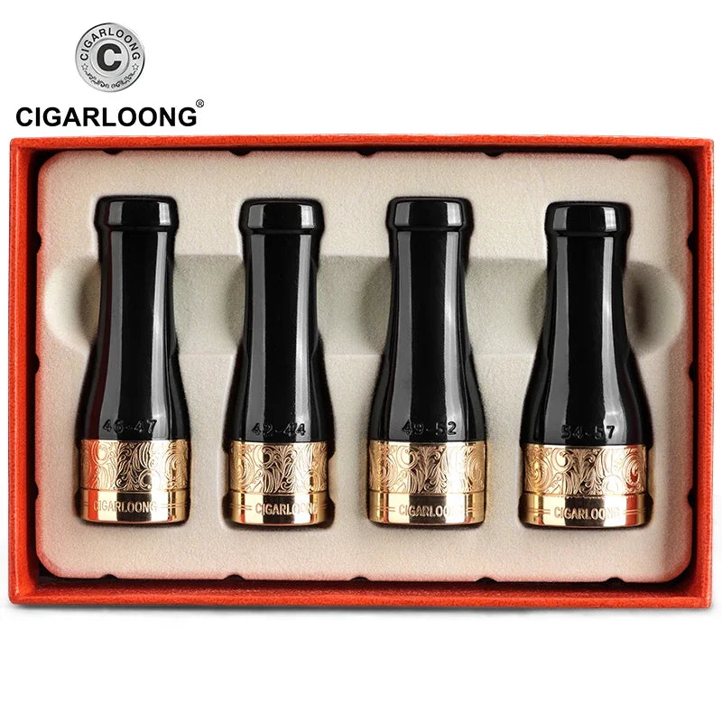 CIGARLOONG Suporte para boca de charuto, resina termoplástica portátil, quatro especificações, filtro de charuto multicolorido, conjunto de caixa de presente