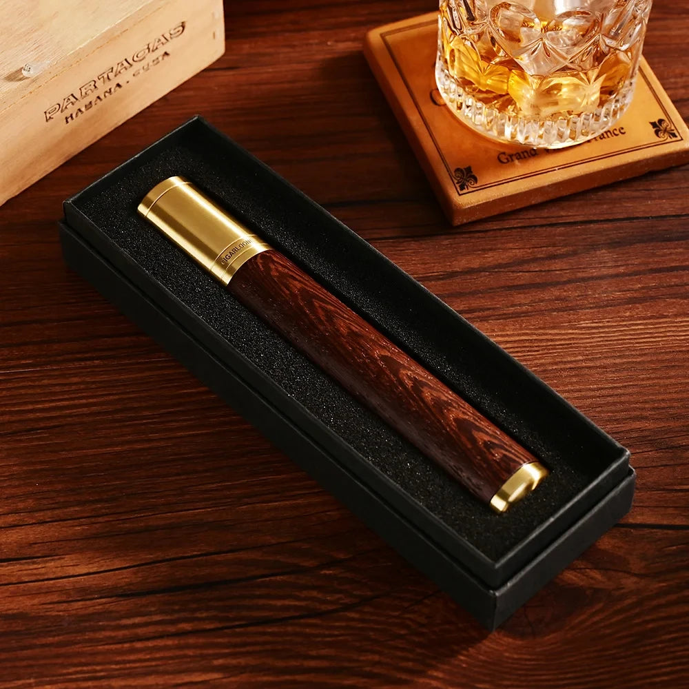 Cigarloong suporte de tubo de charuto de madeira de cedro portátil único caso de charuto viagem mini umidificador caixa com caixa de presente acessórios de charuto
