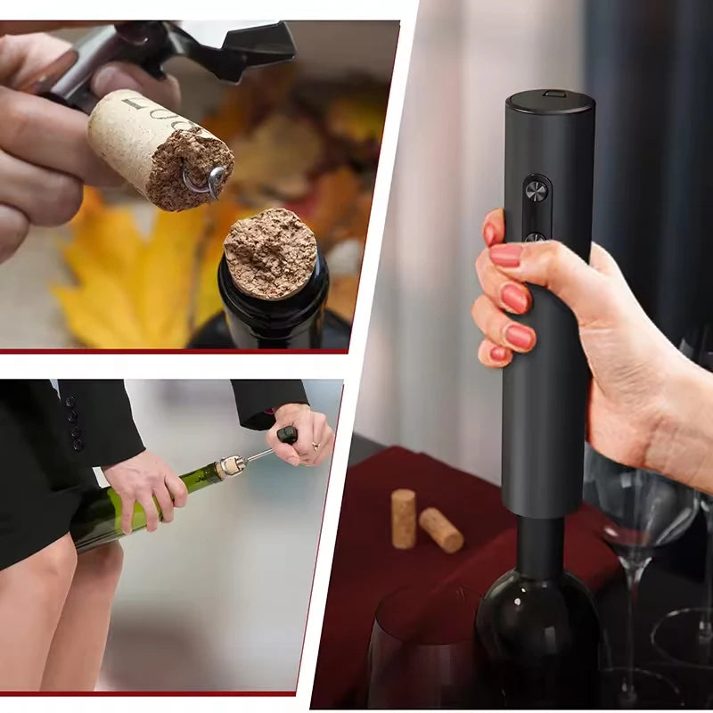 Conjunto de Abridor de Vinho Elétrico Automático Multifuncional com Dosador e Rolha para Vinho Tinto, Abridor de Garrafas Estilo Ins, Conjunto de Presente para Casa e Cozinha