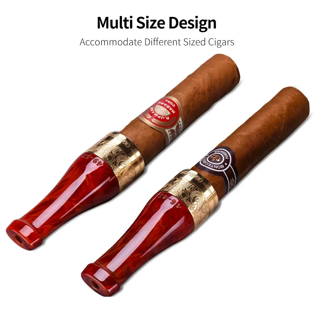 CIGARLOONG Suporte para boca de charuto, resina termoplástica portátil, quatro especificações, filtro de charuto multicolorido, conjunto de caixa de presente