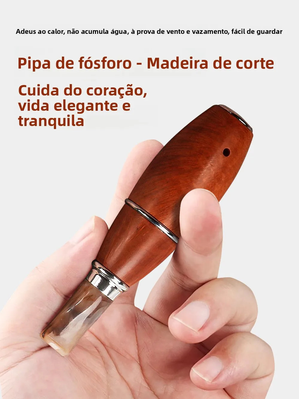 Cachimbo de Charuto Portátil de Alta Qualidade em Madeira de Cerejeira, Design Zeppelin, Presente Premium, Estilo Reto, Impor...