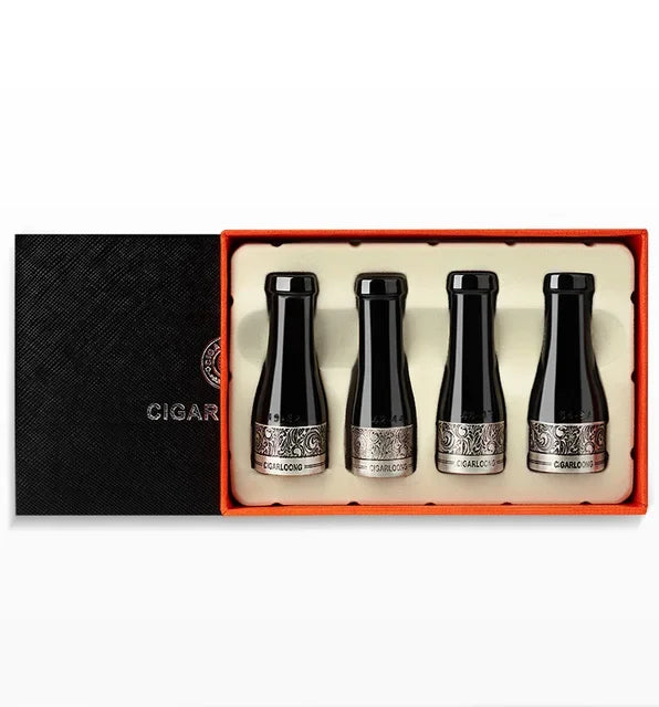 CIGARLOONG Suporte para boca de charuto, resina termoplástica portátil, quatro especificações, filtro de charuto multicolorido, conjunto de caixa de presente