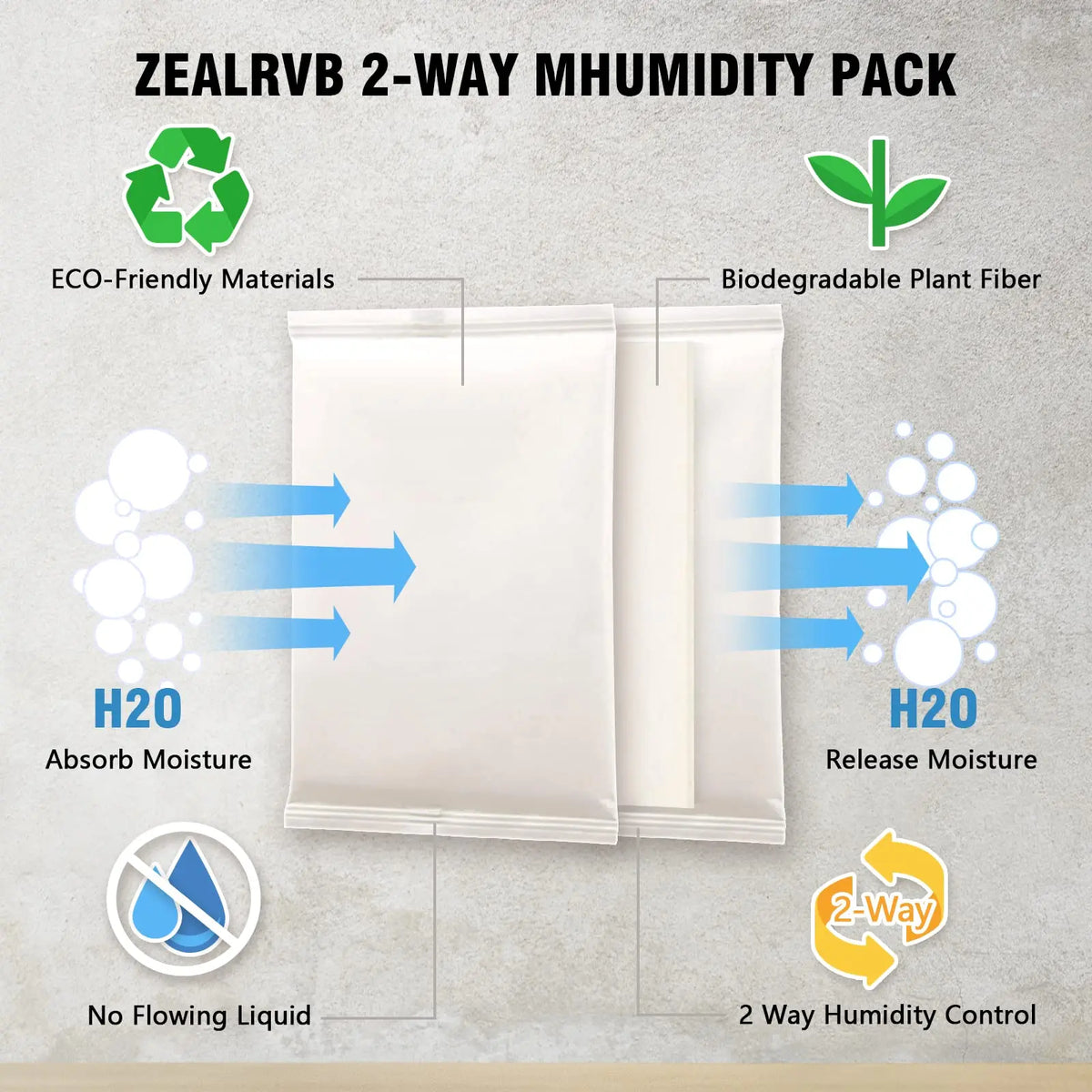 Pacotes de umidade Humidor com 10 unidades, 8g |   Controle de 2 vias 62% 69% RH para baterias de umidade relativa do Humidor ZEAL do charuto