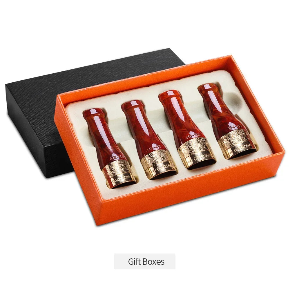CIGARLOONG Suporte para boca de charuto, resina termoplástica portátil, quatro especificações, filtro de charuto multicolorido, conjunto de caixa de presente