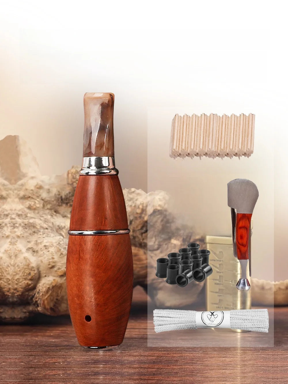 Cachimbo de Charuto Portátil de Alta Qualidade em Madeira de Cerejeira, Design Zeppelin, Presente Premium, Estilo Reto, Impor...