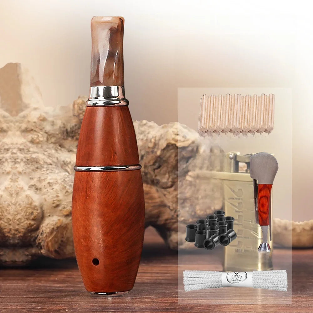 Cachimbo de Charuto Portátil de Alta Qualidade em Madeira de Cerejeira, Design Zeppelin, Presente Premium, Estilo Reto, Impor...