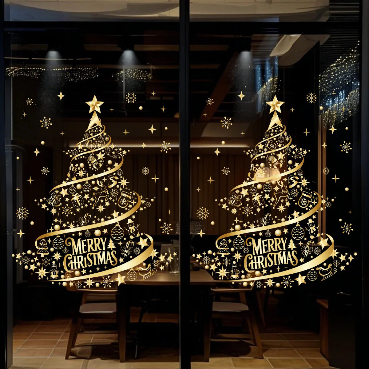 Adesivo Dourado de Natal para Vidro