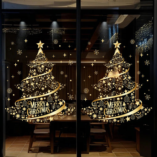 Adesivo Dourado de Natal para Vidro