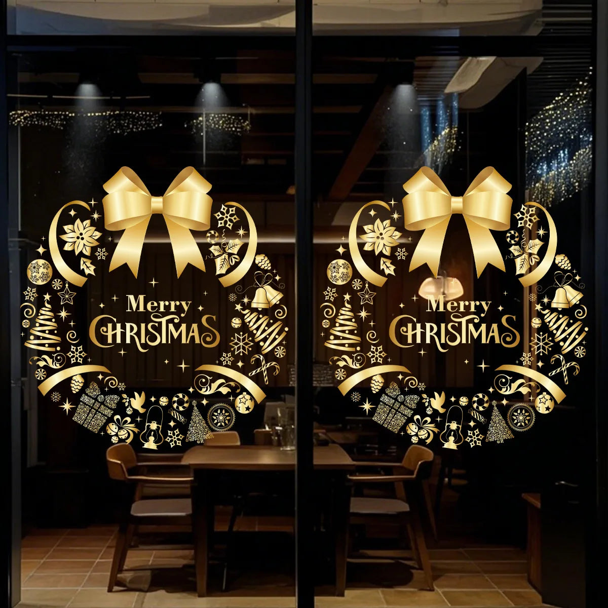 Adesivo Dourado de Natal para Vidro