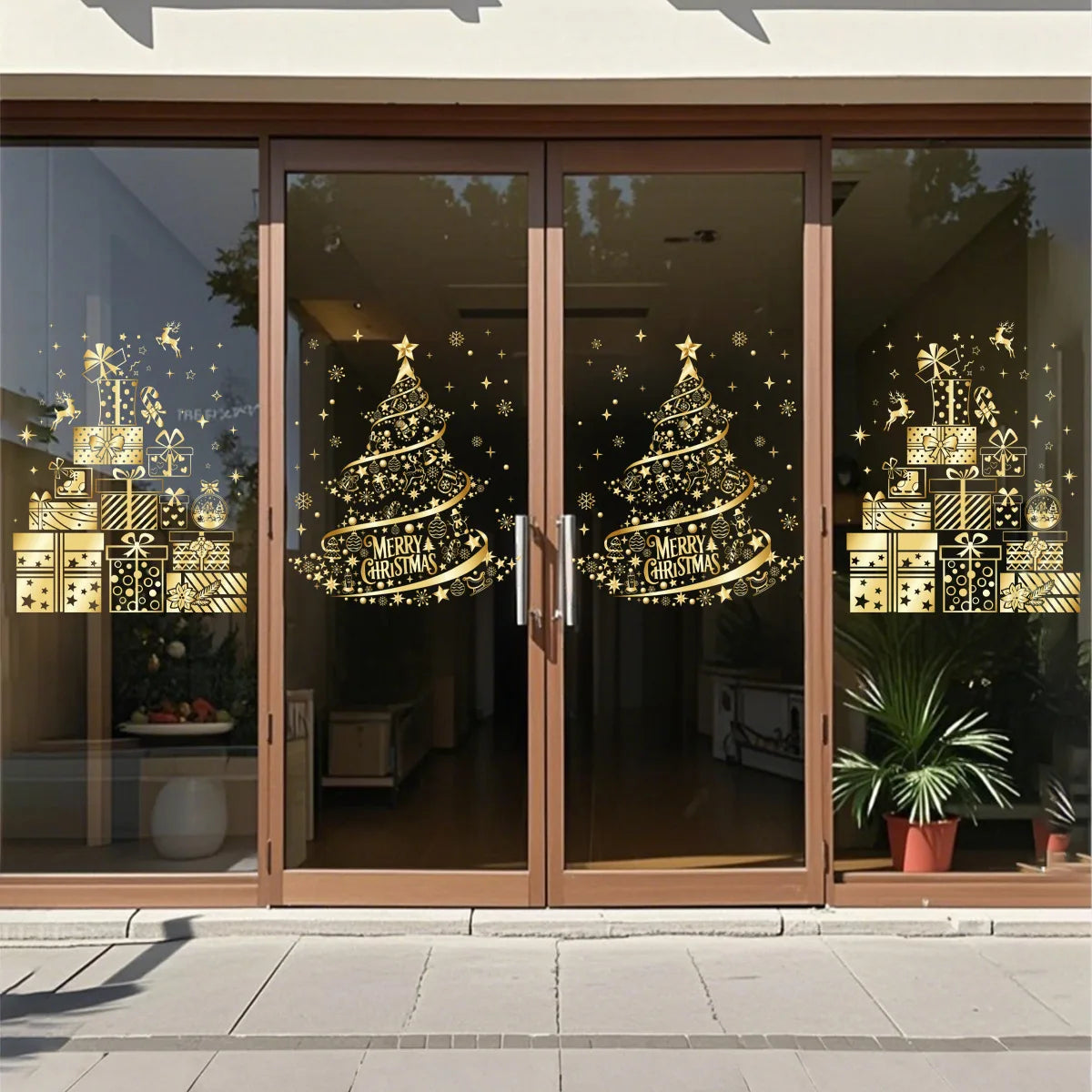 Adesivo Dourado de Natal para Vidro