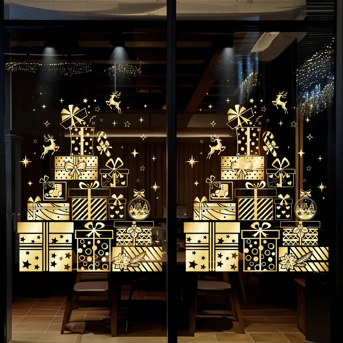 Adesivo Dourado de Natal para Vidro