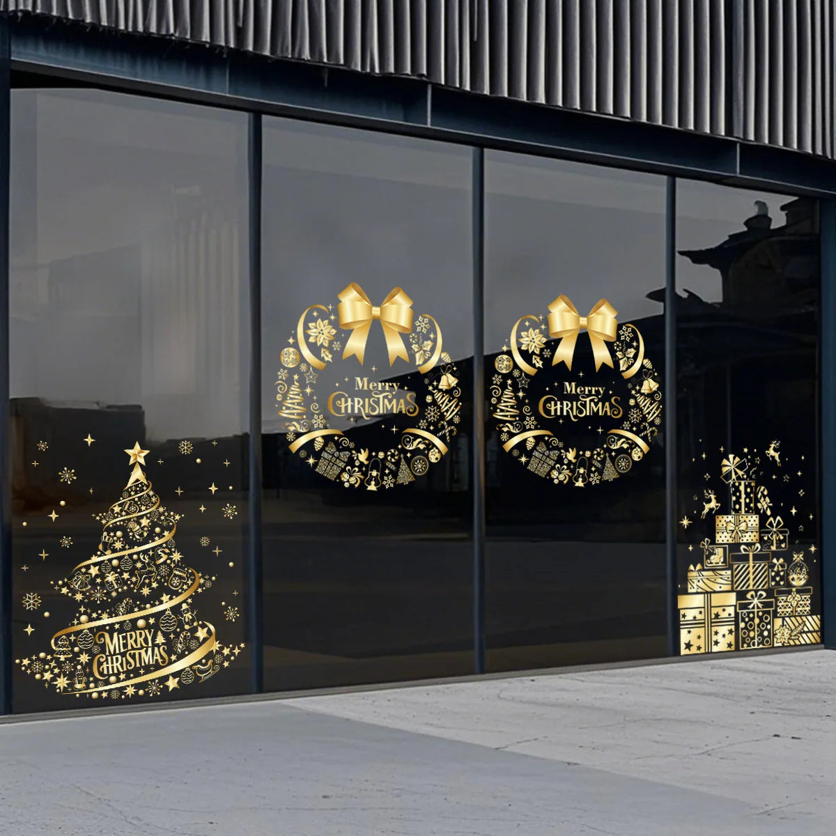 Adesivo Dourado de Natal para Vidro