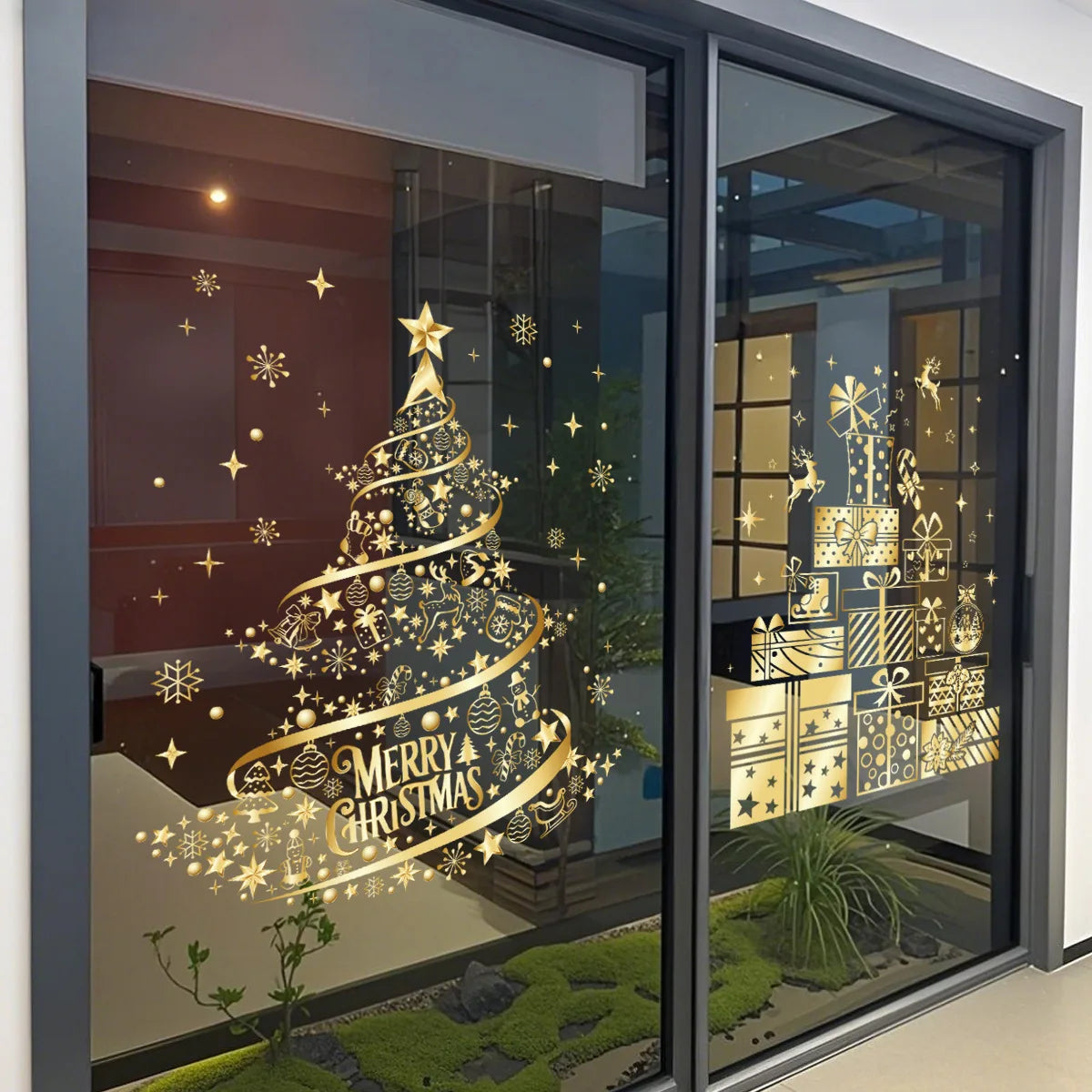 Adesivo Dourado de Natal para Vidro