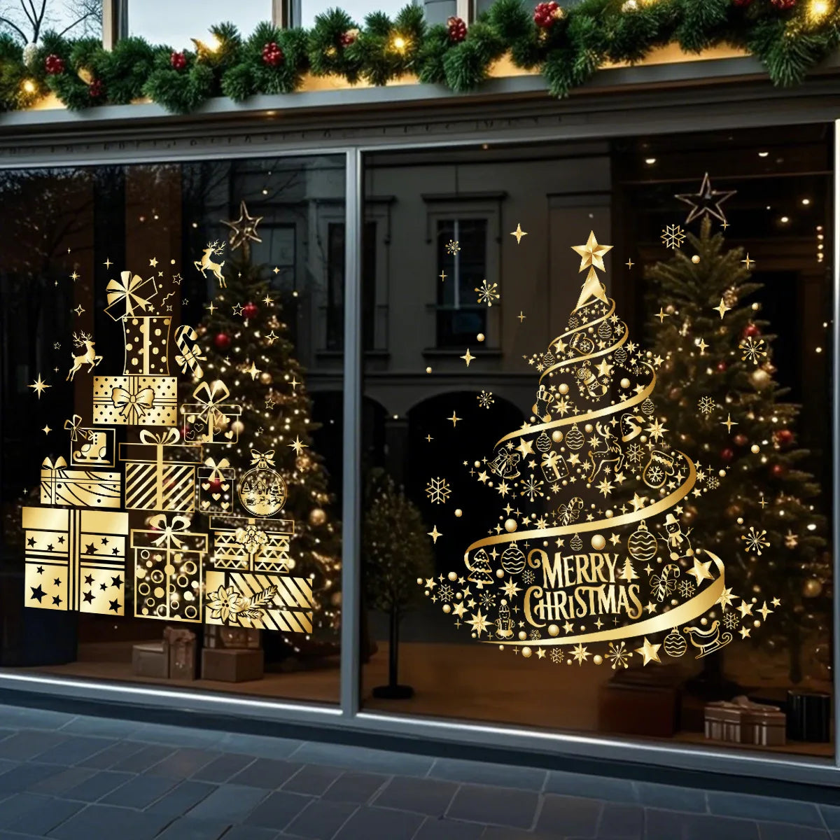 Adesivo Dourado de Natal para Vidro