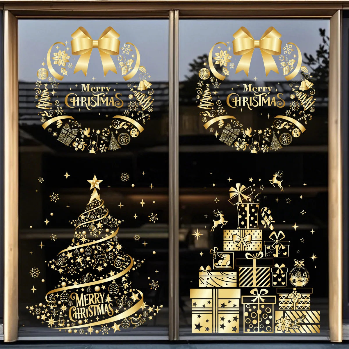 Adesivo Dourado de Natal para Vidro