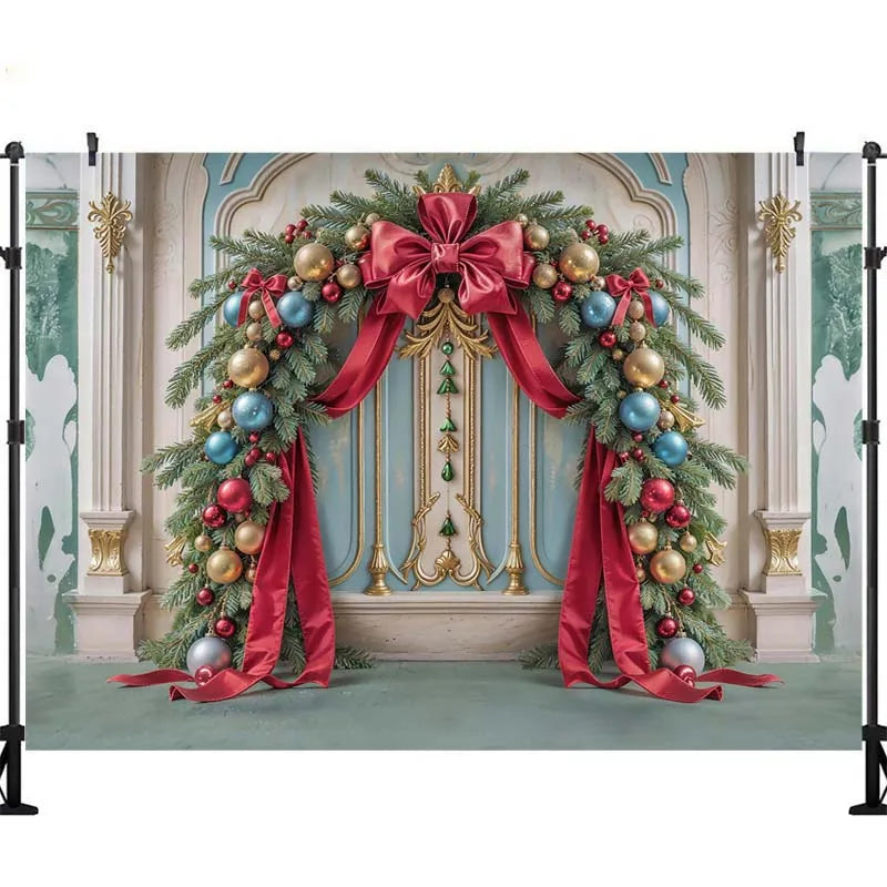 Arcos LS com Guirlandas e Árvores de Natal, Painéis de Fundo para Fotografia de Crianças e Adultos, Acessórios para Sessões de Fotos de Bebês e Crianças