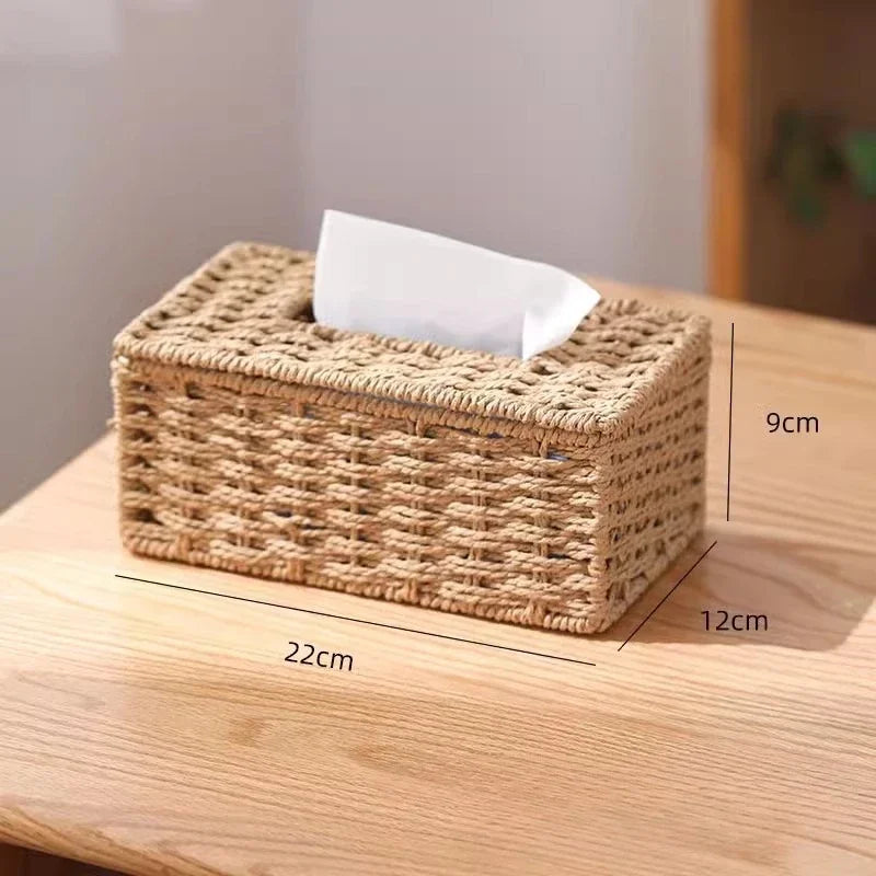 Porta Lenço de Papel de Fibra Trançada, 22 x 12 cm
