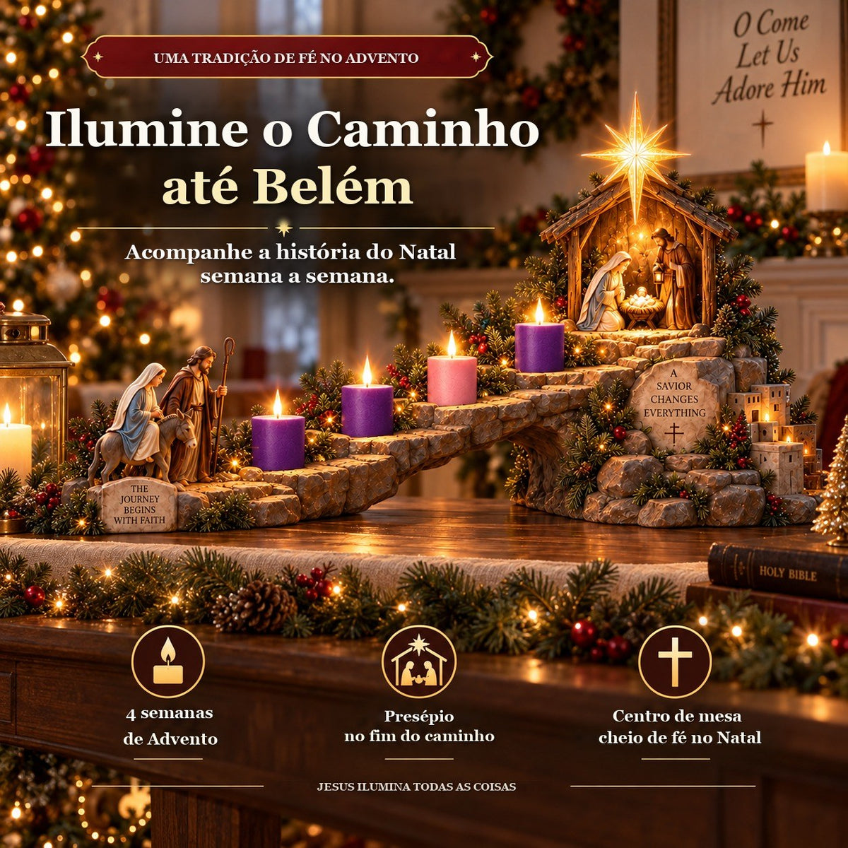Caminho do Advento Iluminado com Presépio