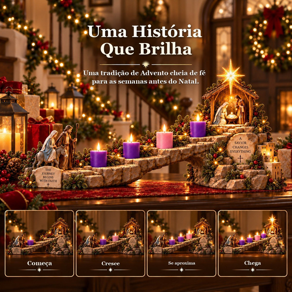 Caminho do Advento Iluminado com Presépio