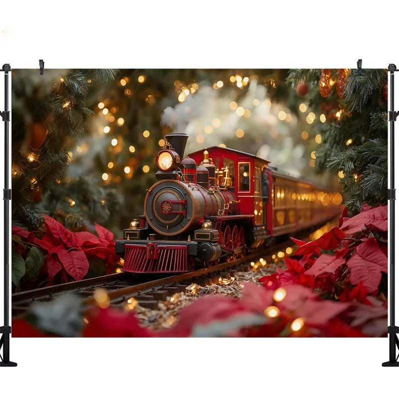 Cenários LS Winter Polar Express para Fotografia de Crianças e Bebês, Acessórios para Fotos de Adultos e Crianças, Decorações de Natal, Fundo de Estúdio Fotográfico com Tema de Estação de Trem na Neve