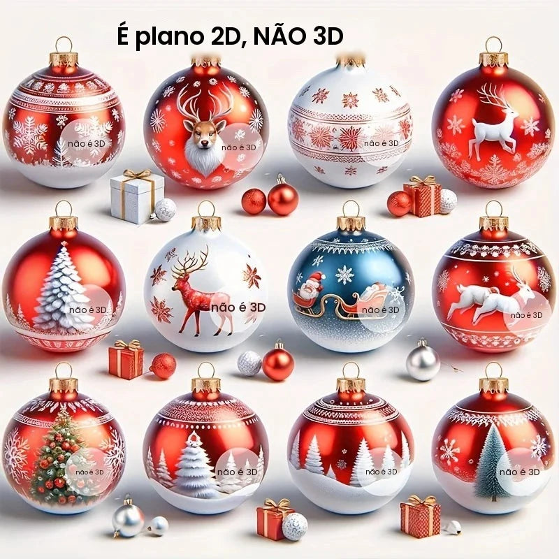 Conjunto de 36 peças de decoração de bola de Natal de feriado 2D pingentes planos de madeira presentes de Natal e ano novo decorações para casa e festas
