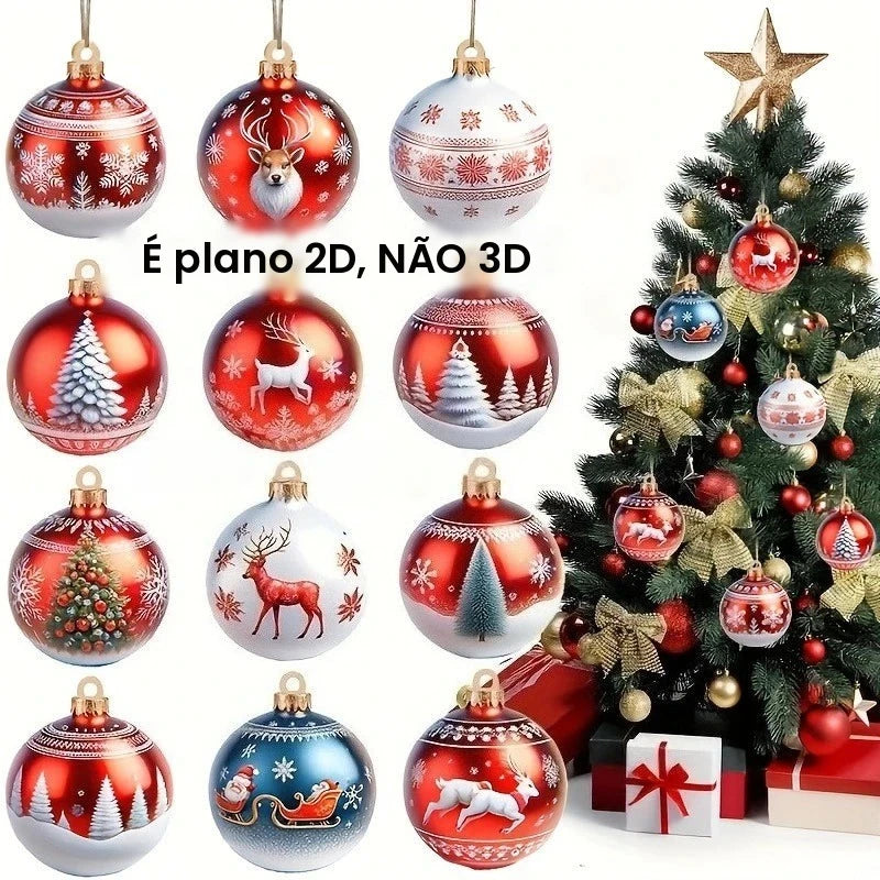 Conjunto de 36 peças de decoração de bola de Natal de feriado 2D pingentes planos de madeira presentes de Natal e ano novo decorações para casa e festas