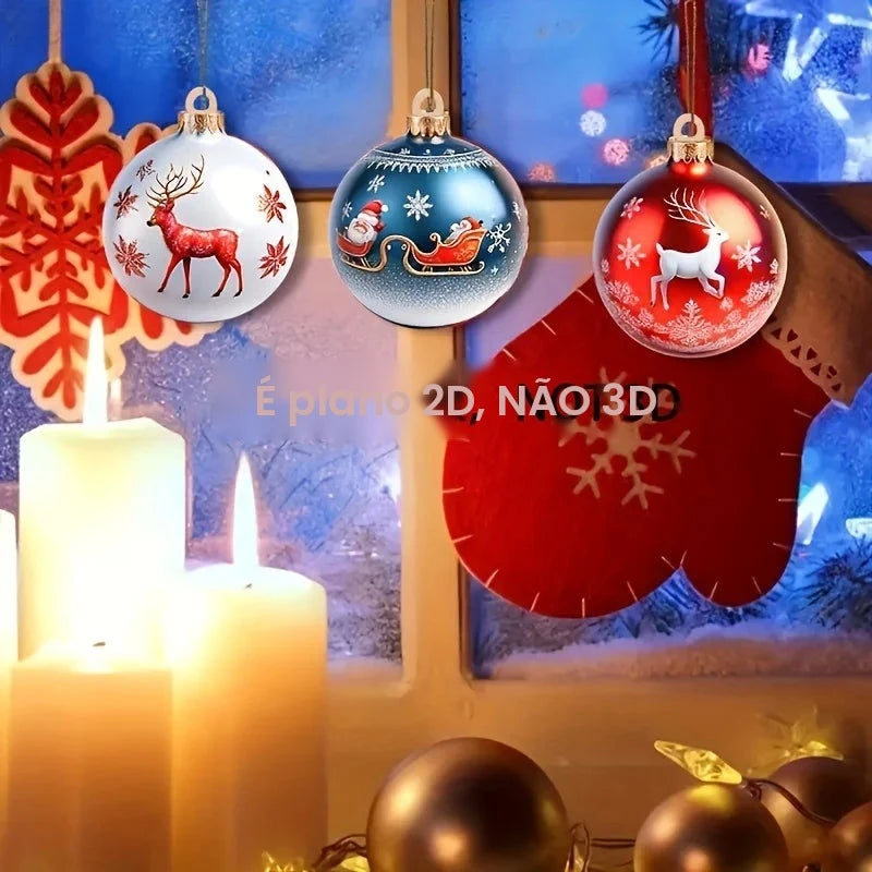 Conjunto de 36 peças de decoração de bola de Natal de feriado 2D pingentes planos de madeira presentes de Natal e ano novo decorações para casa e festas