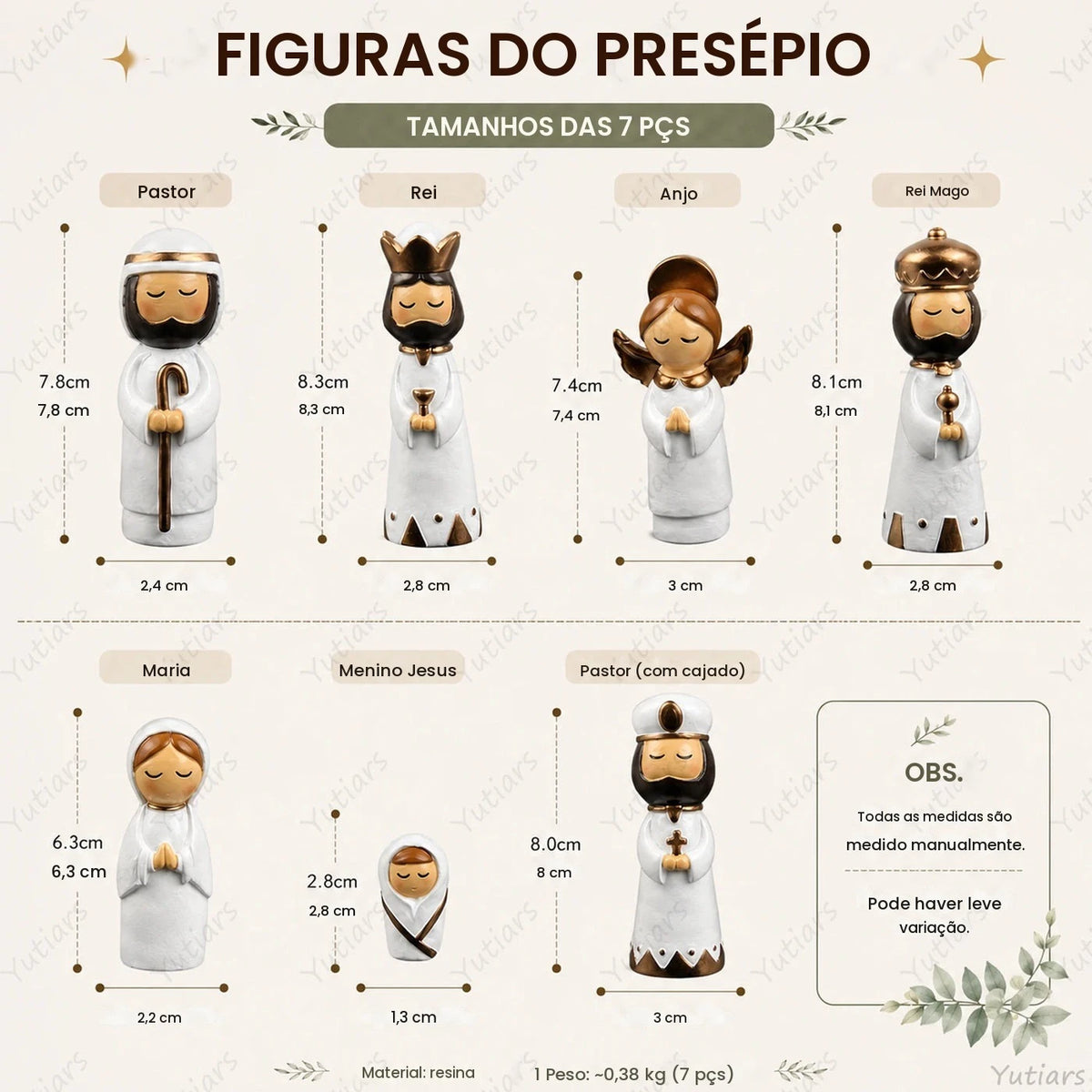 Conjunto de 7 Peças de Figuras de Natal em Cerâmica Feitas à Mão, Cena de Nascimento de Jesus, Ornamento de Maria, José, Rei, Pastor, Decoração para Casa, Presente