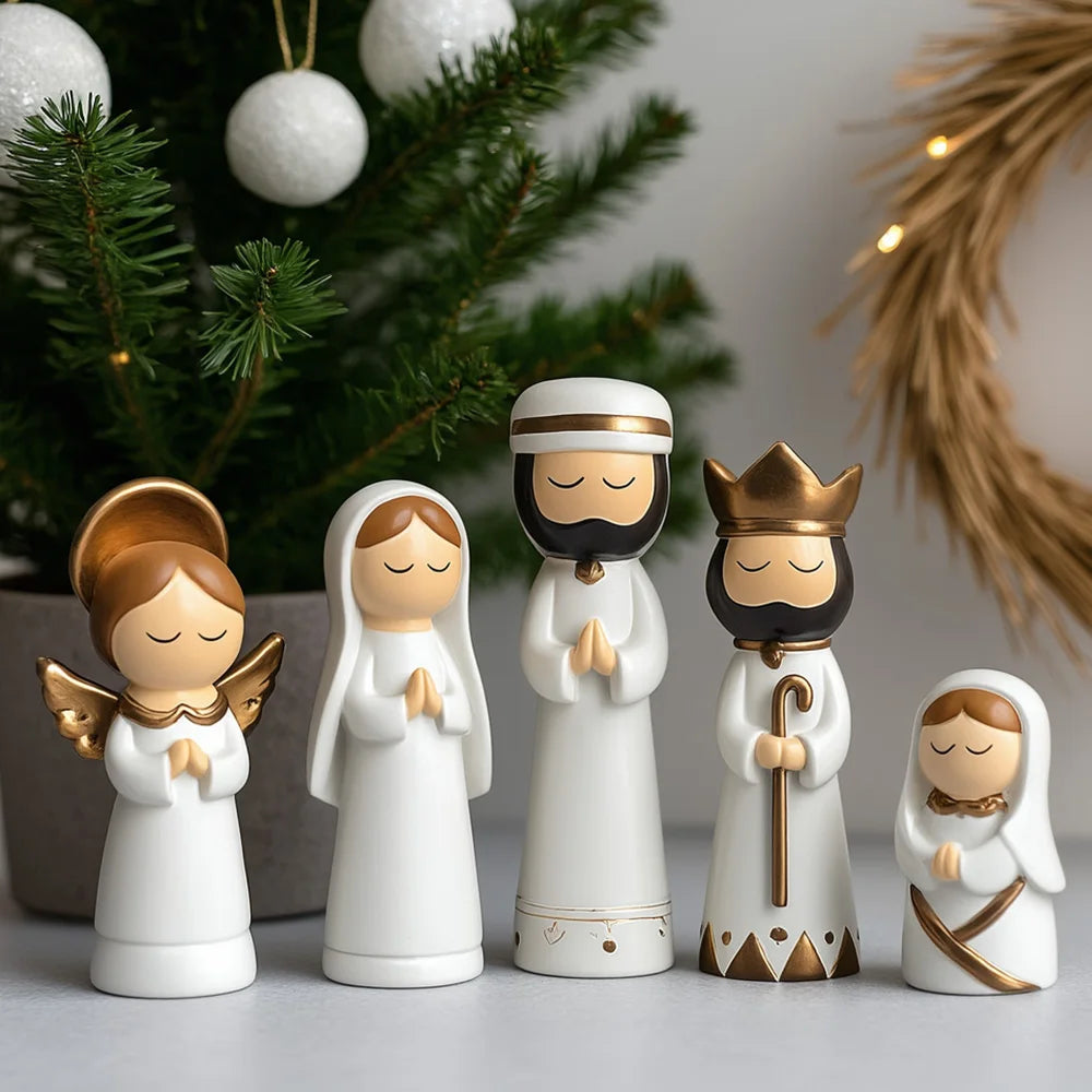 Conjunto de 7 Peças de Figuras de Natal em Cerâmica Feitas à Mão, Cena de Nascimento de Jesus, Ornamento de Maria, José, Rei, Pastor, Decoração para Casa, Presente