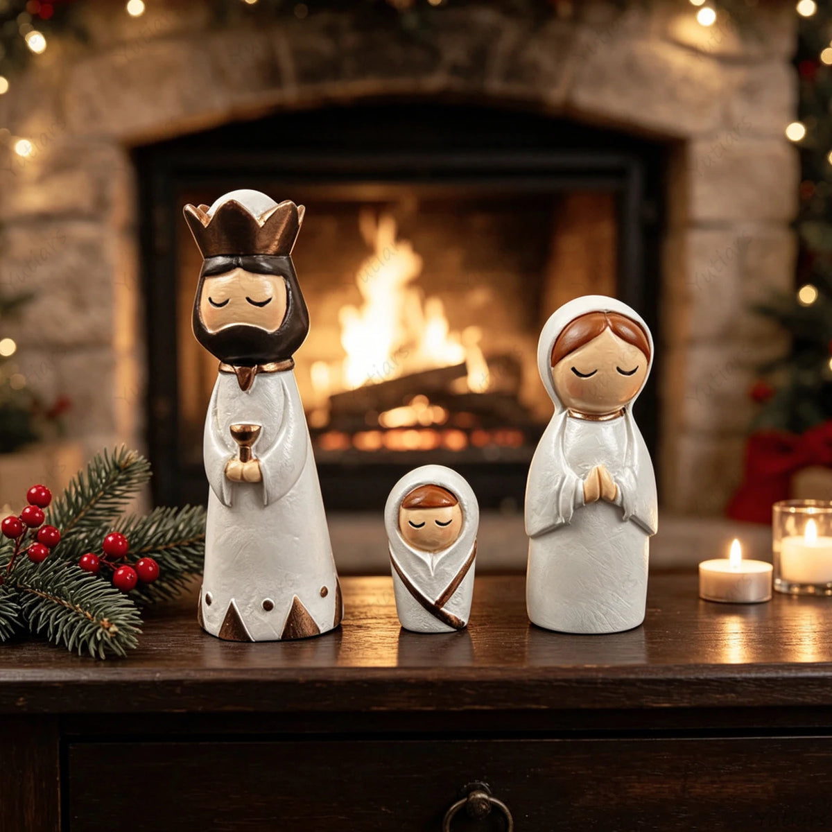 Conjunto de 7 Peças de Figuras de Natal em Cerâmica Feitas à Mão, Cena de Nascimento de Jesus, Ornamento de Maria, José, Rei, Pastor, Decoração para Casa, Presente