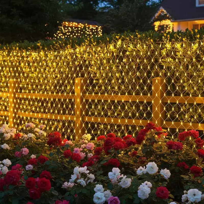 Cortina de Luzes de Natal em Rede 3x2m à Prova d'Água para Decoração de Casamento e Festa ao Ar Livre